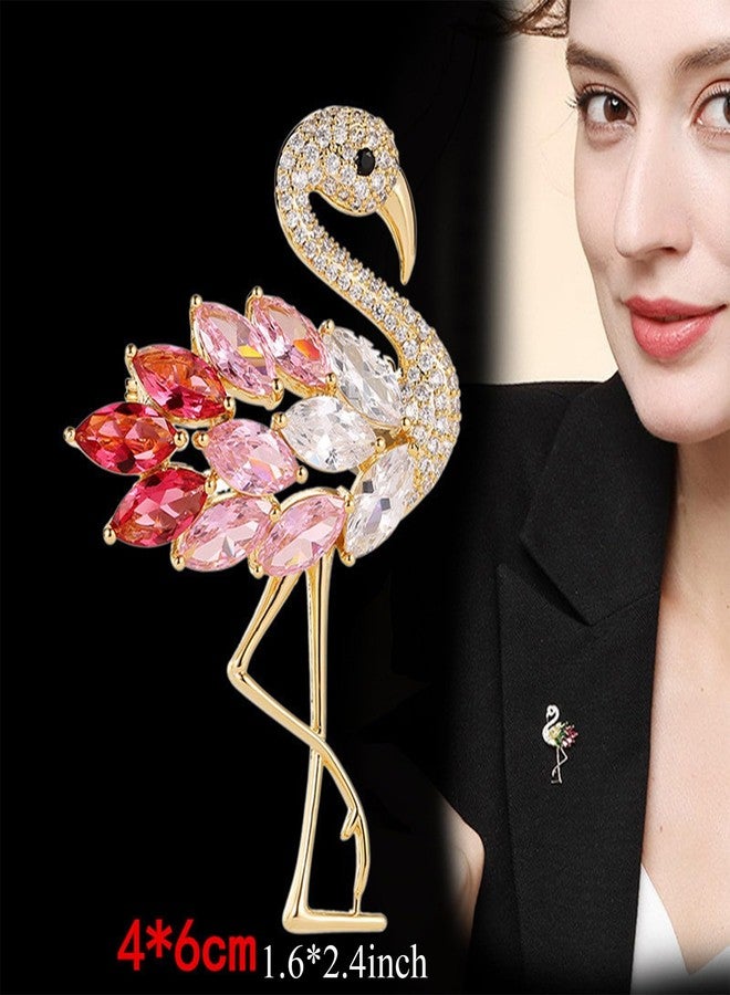 FORUBUS Elegant Pink Flamingo Brooch Pin for Women Crystal Rhinestone Animal Lapel Pin Fashion Jewelry Accessory - Image 2